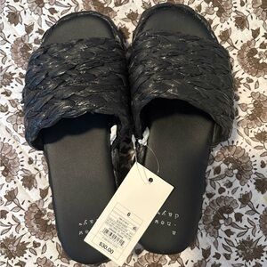 a new day Black Woven Slide Sandals